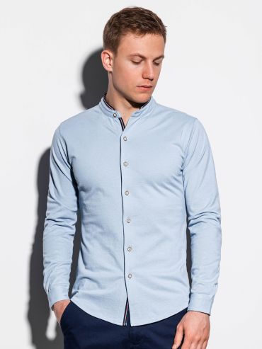 Ombre Clothing Moška srajca z dolgimi rokavi Healy modra 