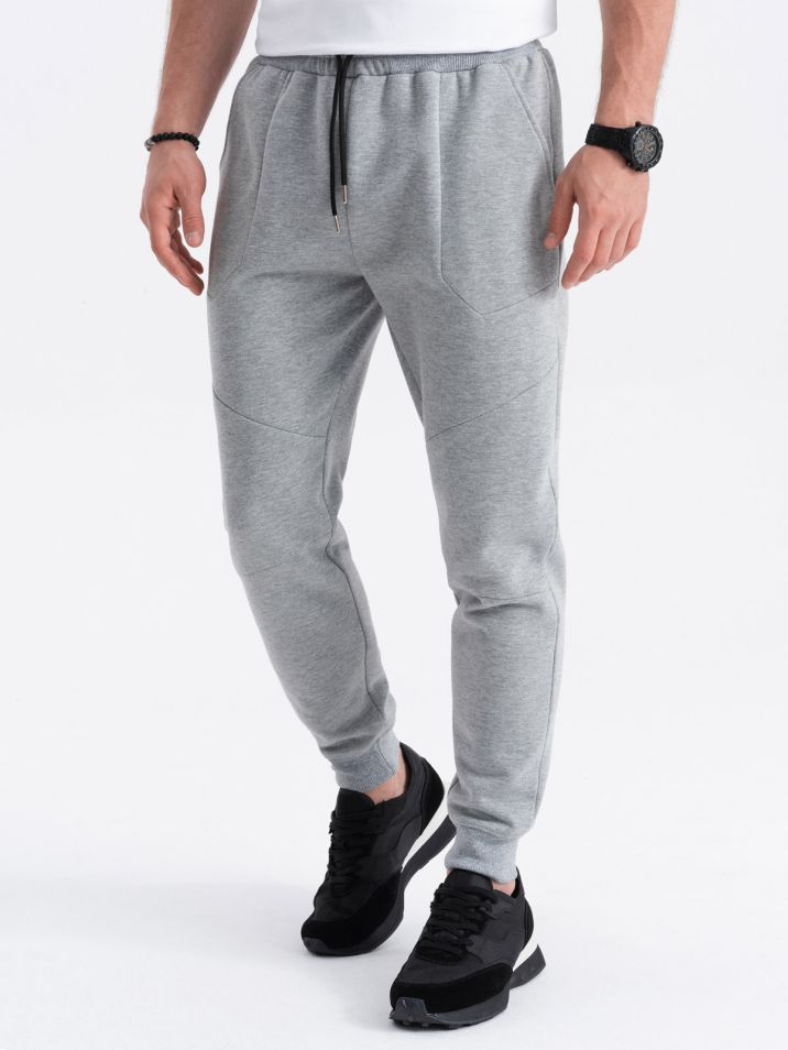 Ombre Clothing Moške hlače jogger Bitine sivi melanž