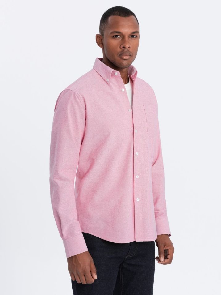 Ombre Clothing Moška majica z dolgimi rokavi Copperfog roza