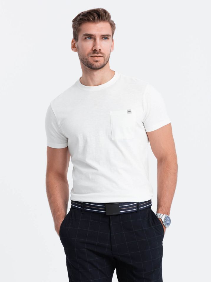 Ombre Clothing Moška majica s kratkimi rokavi Dagontine ekru
