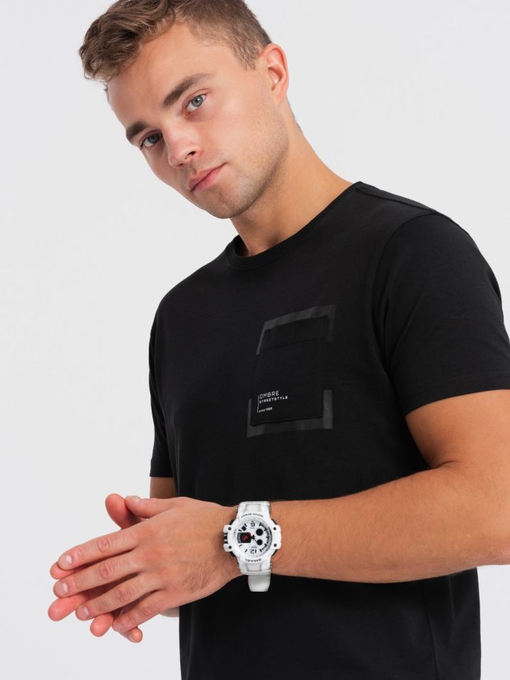 Ombre Clothing Moška majica s kratkimi rokavi Themphie črna