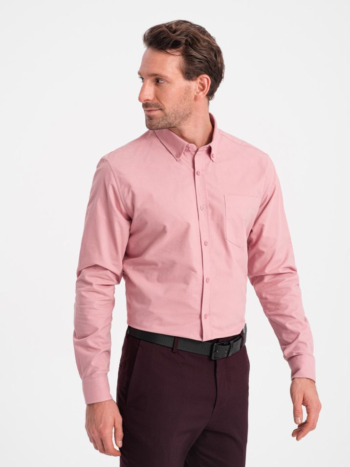 Ombre Clothing Moška majica z dolgimi rokavi Remliel roza