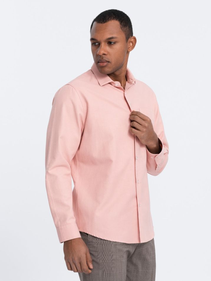 Ombre Clothing Moška majica z dolgimi rokavi Laeroth roza