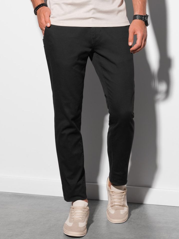 Ombre Clothing Moške trendi rjave chino hlače Orlando črna