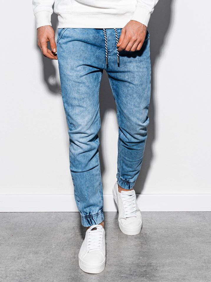 Ombre Clothing Moške džins hlače joggers Reynard svetlo modra