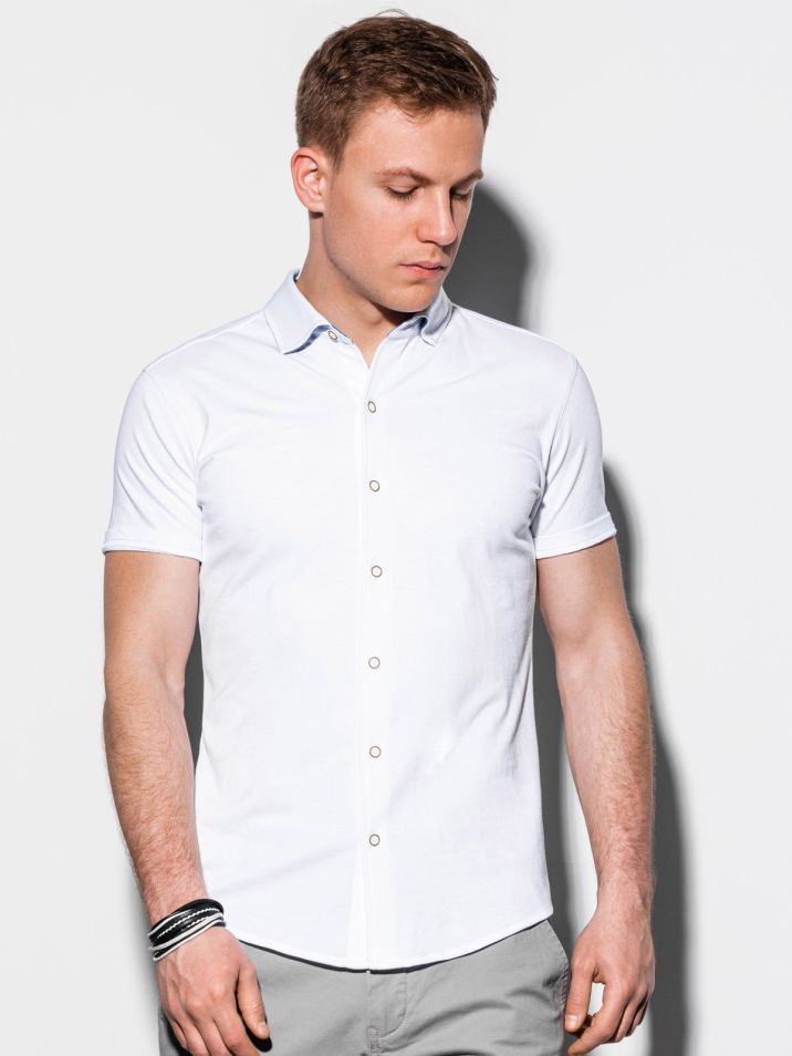 Ombre Clothing Moška srajca s kratkimi rokavi Coyne bela