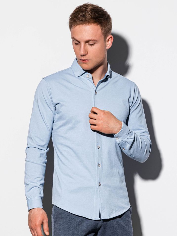 Ombre Clothing Moška srajca z dolgimi rokavi Earls modra