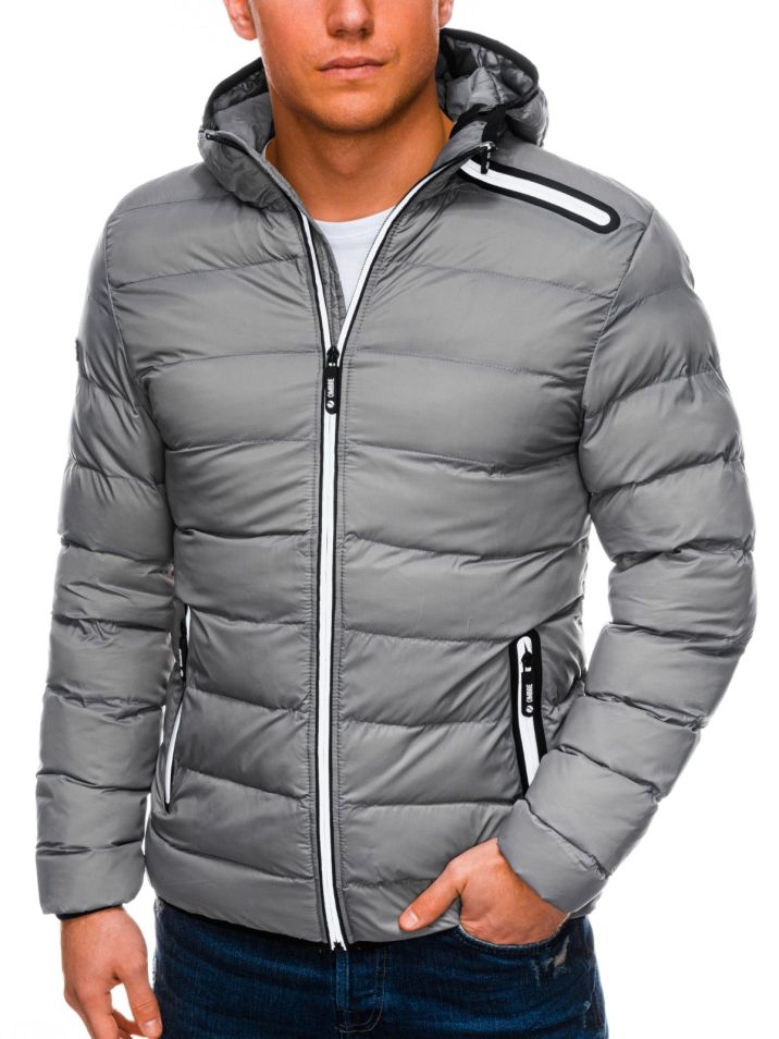 Ombre Clothing Moška zimska prešita jakna Elias siva