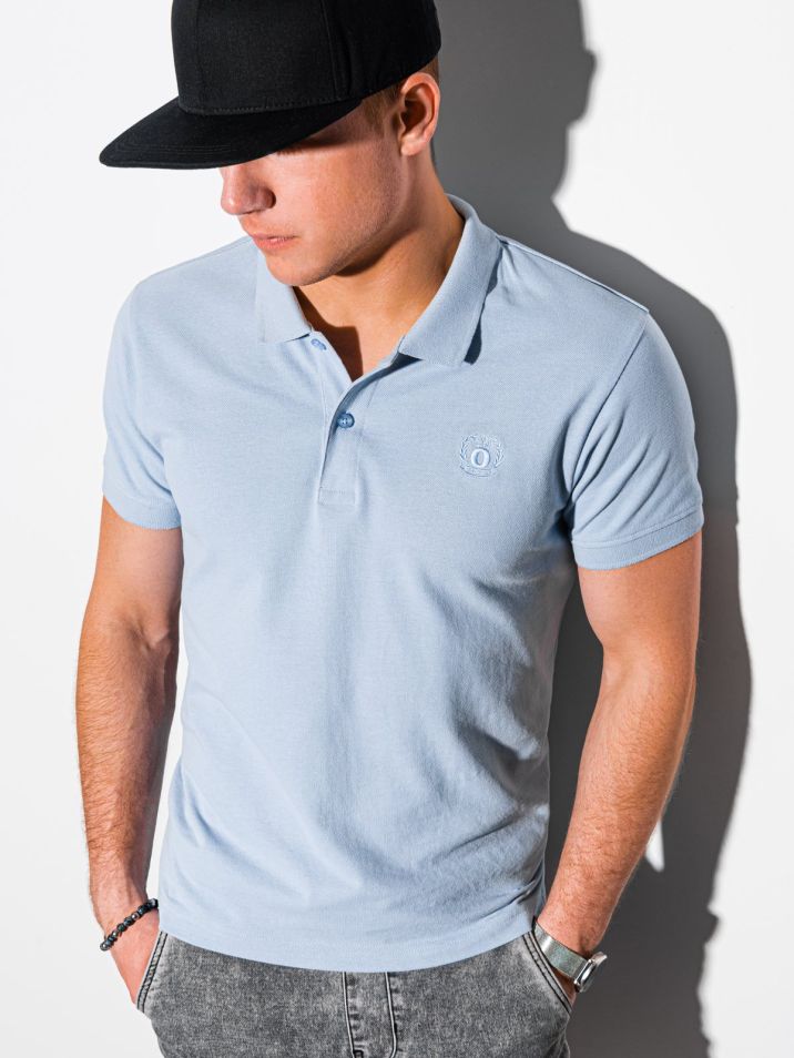 Ombre Clothing Moška basic polo majica Douglas svetlo modra