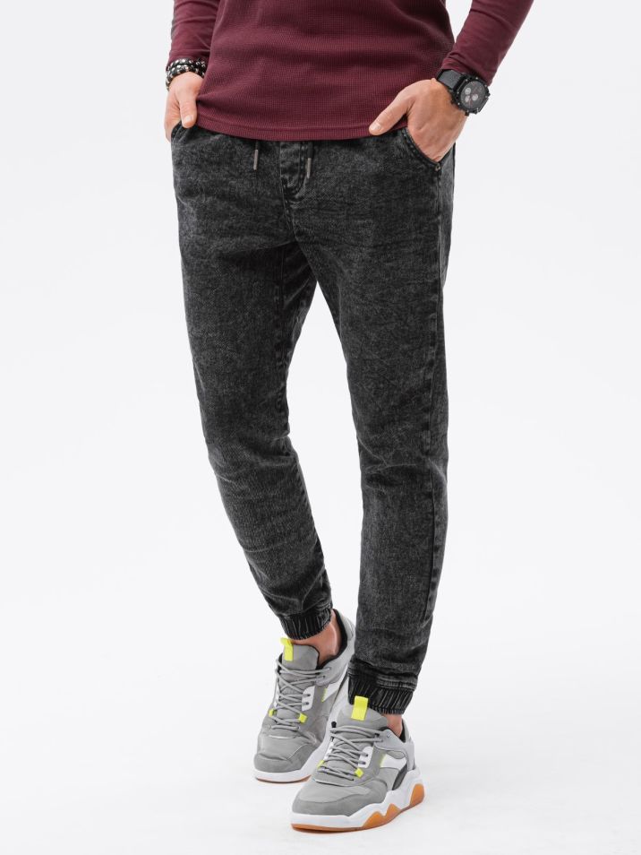 Ombre Clothing Moške džins hlače jogger Jonatras črna