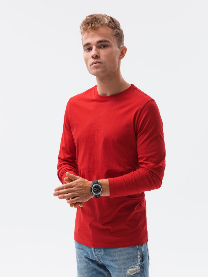 Ombre Clothing Moška majica z dolgimi rokavi  Hippolyt rdeča