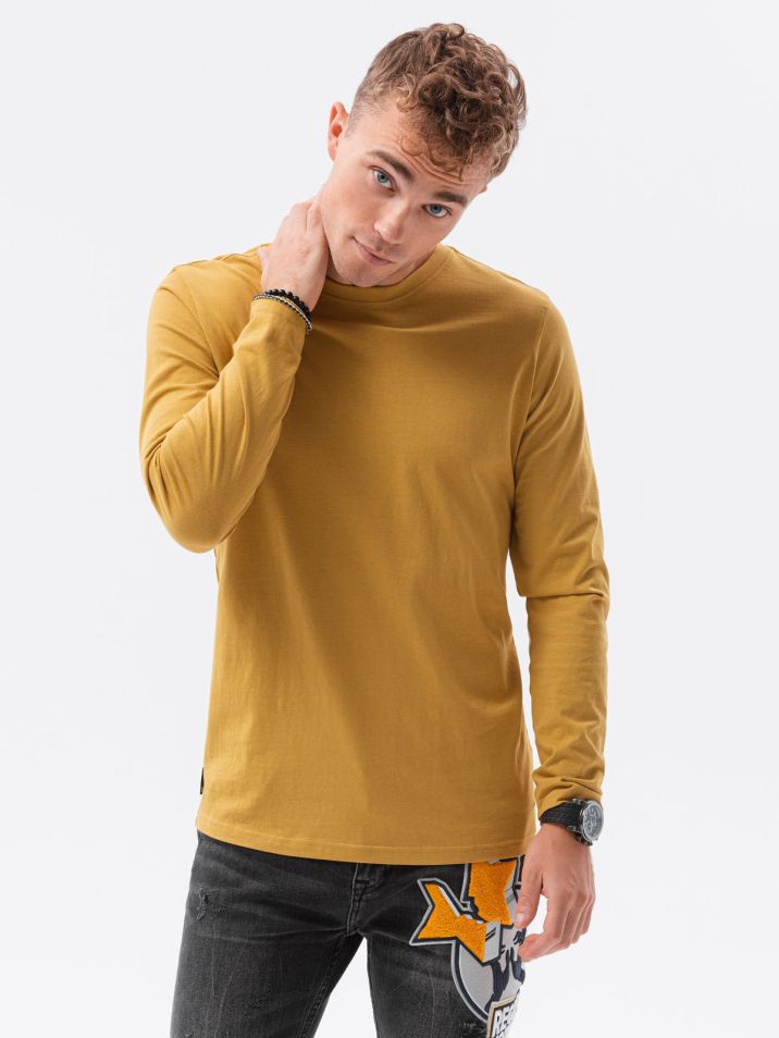 Ombre Clothing Moška majica z dolgimi rokavi  Hippolyt senf