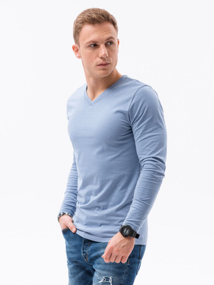 Ombre Clothing Moška majica z dolgimi rokavi Rainaki svetlo modra
