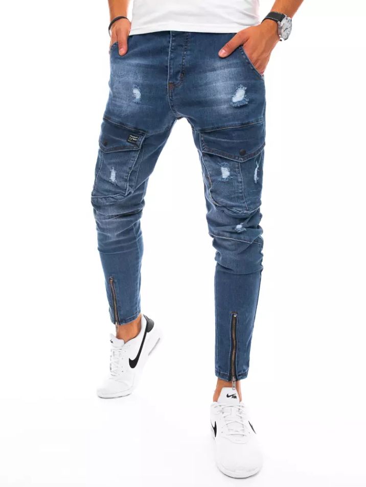 Dstreet moške jeans hlače Skeld modra