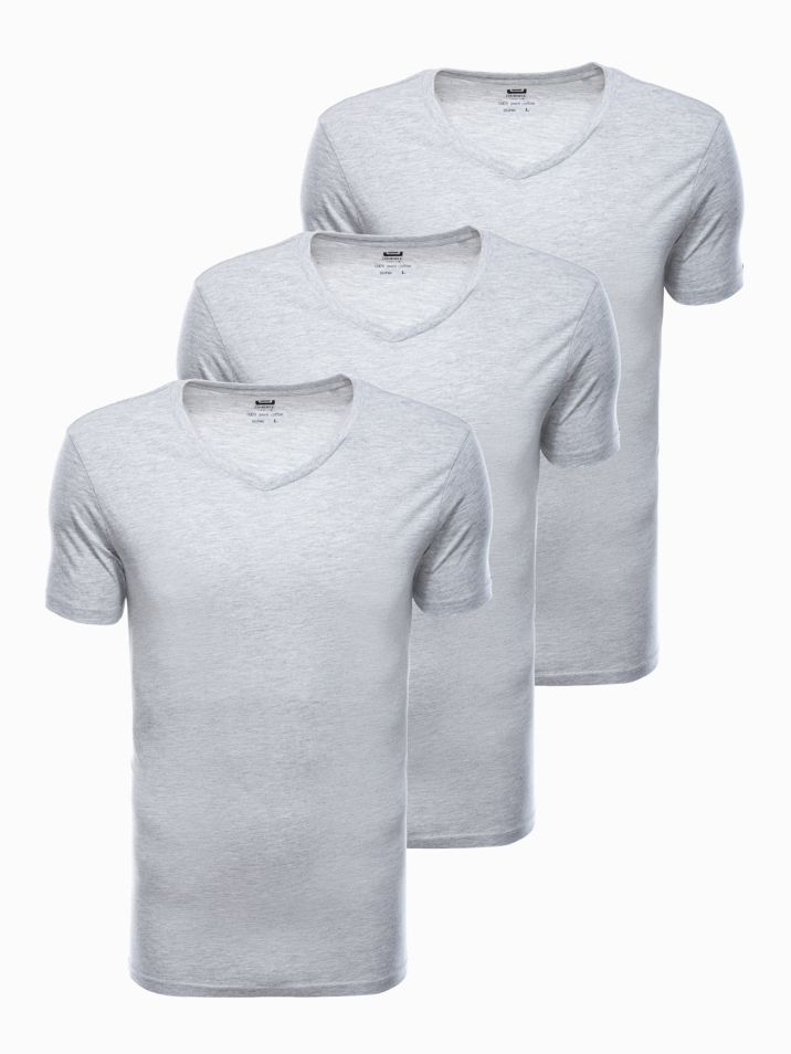 Ombre Clothing moška majica pakiranje po tri Wupper siva