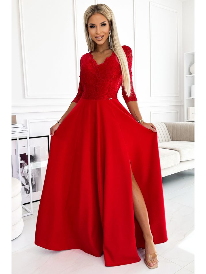 Numoco Ženska večerna obleka Amber rdeča