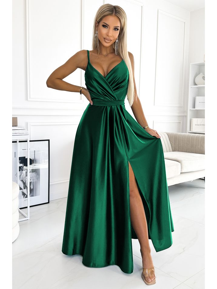Numoco Ženska večerna obleka Juliet temno zelena