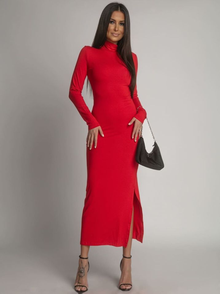Fasardi Ženska midi obleka Na’aw rdeča